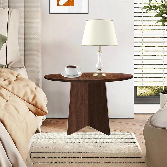 Wood Side Table, Round End Tables Living Room, Small Round Side Table - Image 6