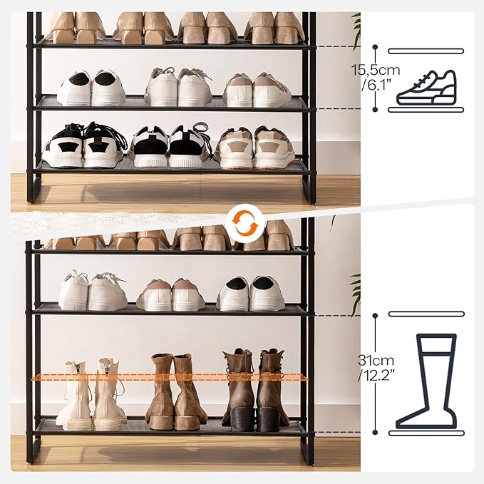 HOOBRO Shoe Rack, 12-Tier Shoe Storage Organizer, Large Capacity Shoe Shelf - Image 4