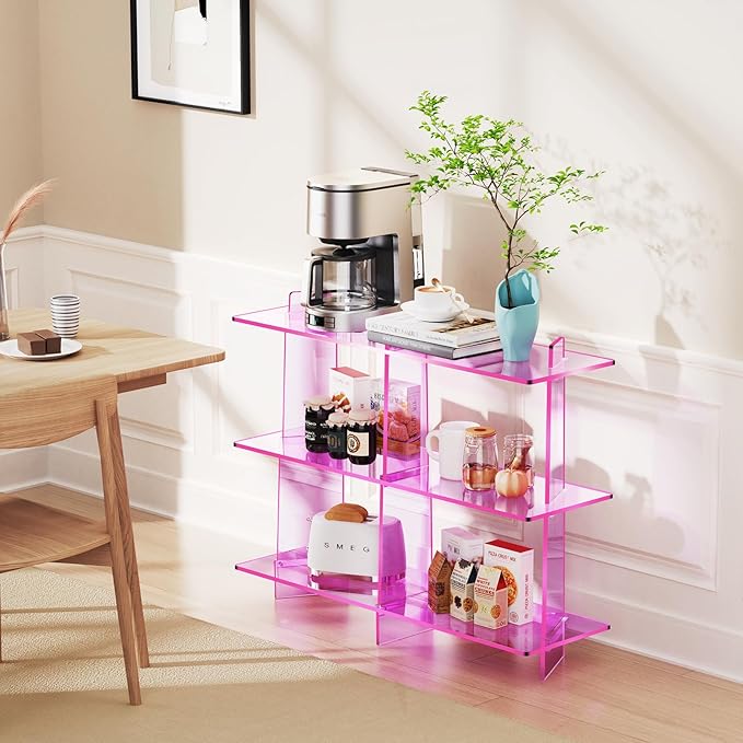 Acrylic Bookshelf, Small 3 Tier Open Bookcase - Image 2