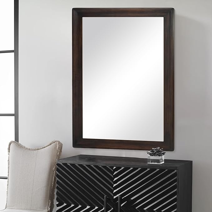 CULER Rustic Wood Wall Mirror for Bathroom, Rectangle Large 30 x 40 inch - Image 3