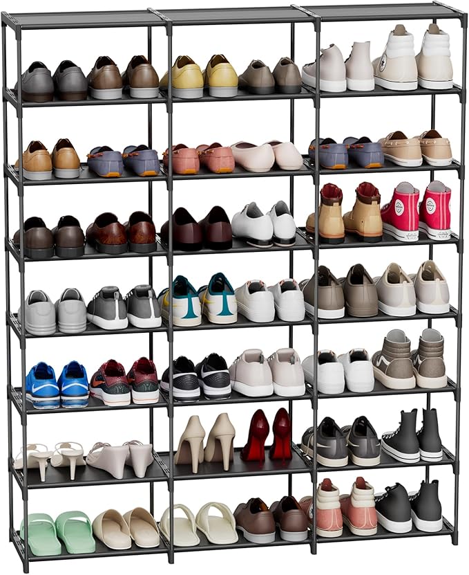 Large Shoe Rack 3 Row 8 Tier 40-60 Pairs Shoes Boots - Image 3