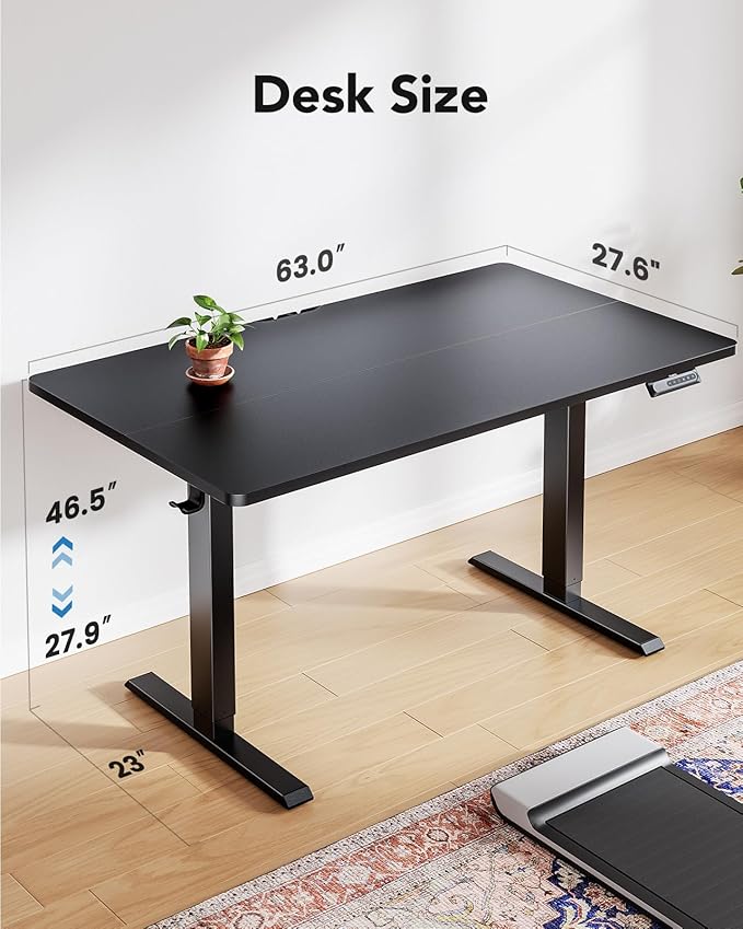 HUANUO 63" x 28" Electric Standing Desk Adjustable Height, 4 Memory Height - Image 3