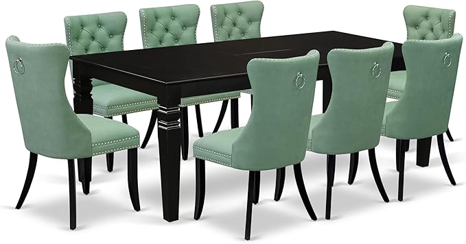 East West Furniture LGDA9-BLK-22 9 Piece Dining Set Includes a Rectangle by EastWestFurniture