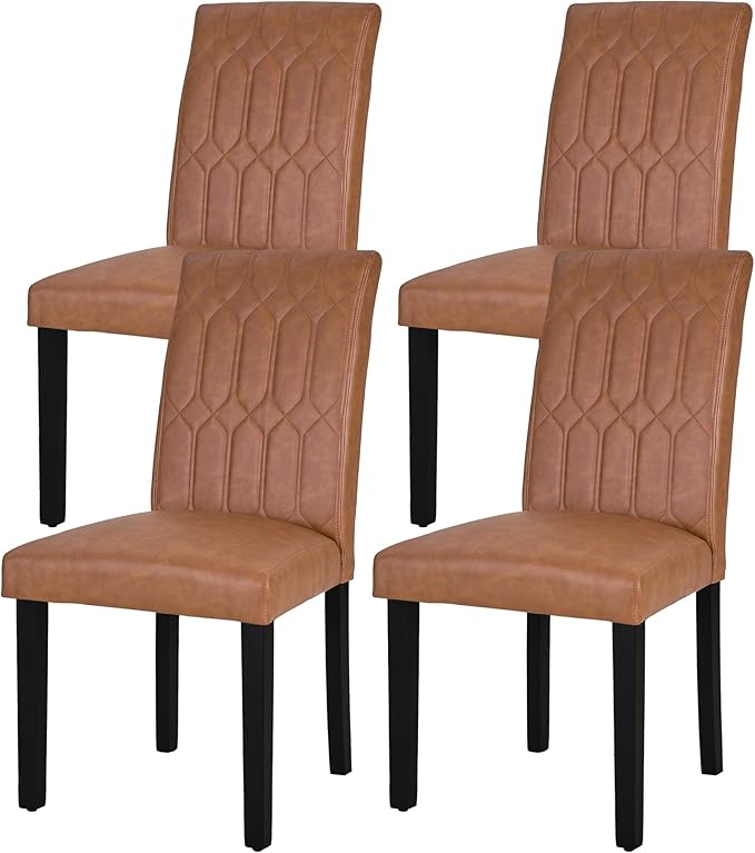 VECELO Upholstered Dining Chairs Set of 4, Modern PU Leather Accent Parsons by VECELO