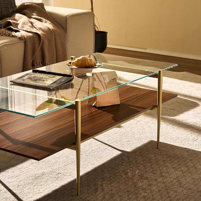 AGV LIGHTING Tadio Large Glass Coffee Table, Mid-Century Modern Coffee Table - Image 9