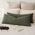Foindtower Set of 2 Decorative Linen Check Throw Pillow Covers Neutral Long by Foindtower