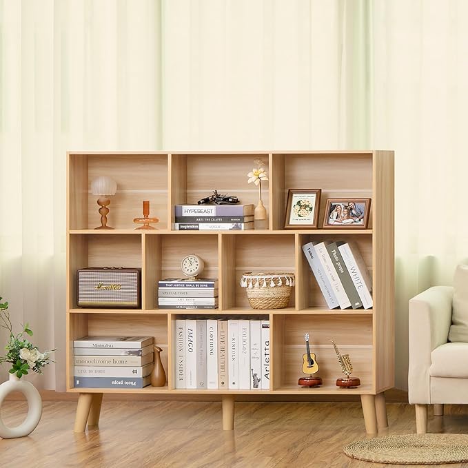 LEYAOYAO 10 Cube Bookshelf, 3 Tier Modern Wide Bookcase - Image 5