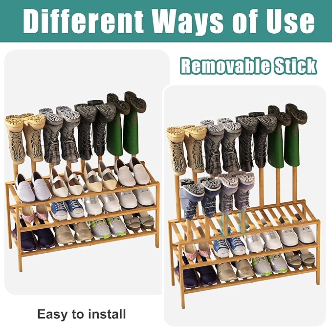 Boot Rack with Shoe Rack, Long Boot Rack Organizer Tall Boots - Image 7