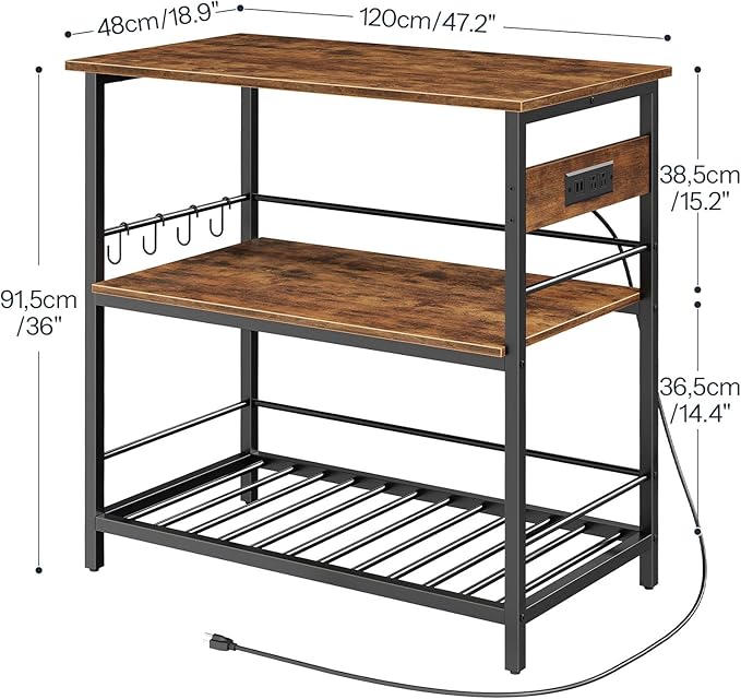 HOOBRO Kitchen Island with Storage, Kitchen Island Table with Power Outlet - Image 3