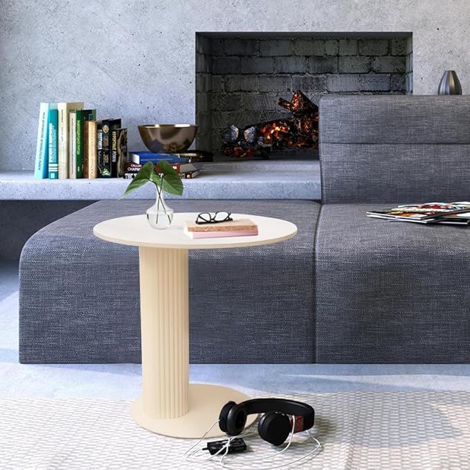 Side Table with Marble Top Metal Roman Colum End Table Modern Sofa Side End - Image 5
