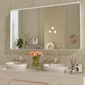 WEER White Bathroom Mirror 55X30 Inch, Rounded Rectangle White Metal Frame by WEER