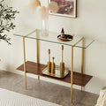 Glass Console Table for Living Room, Foyer & Entrance, 2-Tiers Mid-Century by LumFurn