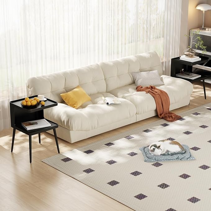 Black Modern Side Table, 2 Tier Small End Tables Bedroom, Metal Side Tables - Image 6