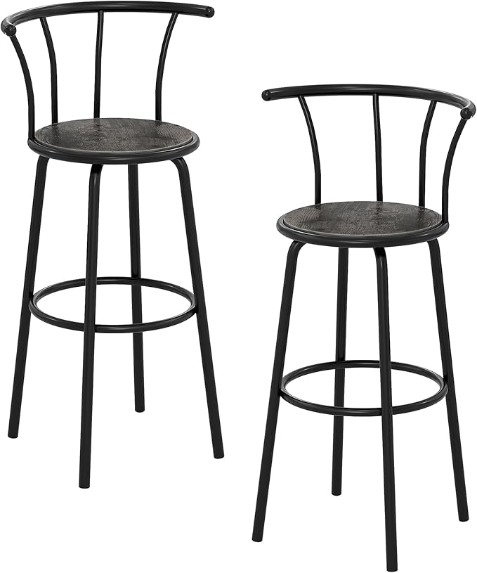 VECELO Bar Stools Set of 2, Swivel Counter Barstools by VECELO