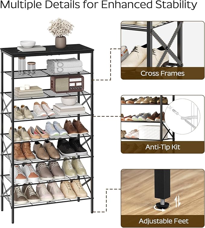 8 Tier Shoe Rack, Large Capacity Shoe Storage Organizer Holds 32 Pairs - Image 5
