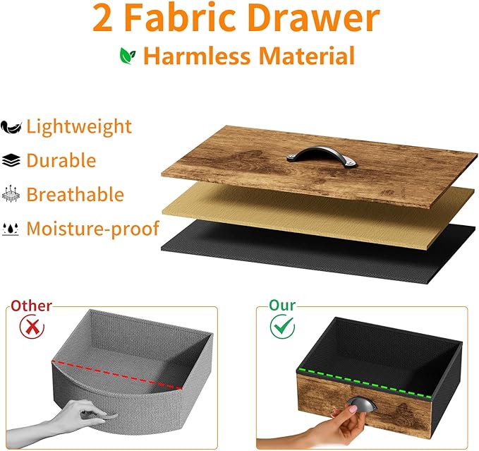 Nightstand Bedside Table with 2 Drawers Small Kids Night Stand - Image 6