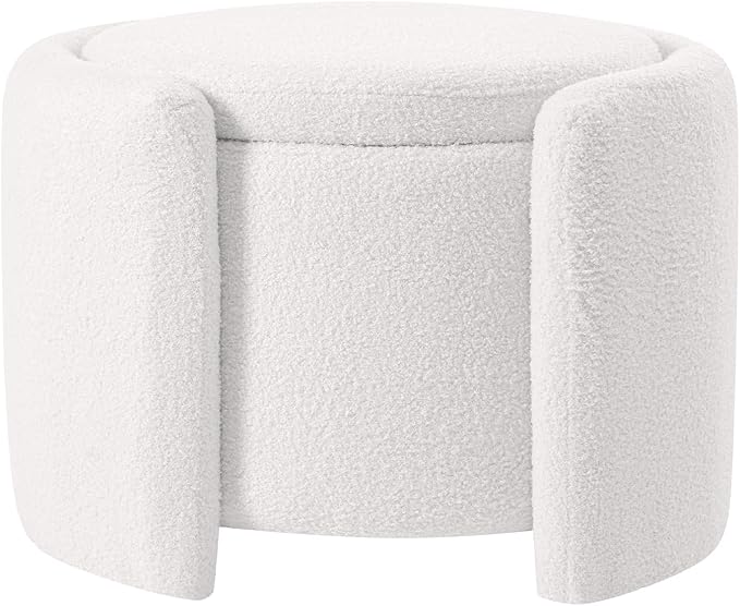 Furniliving Upholstered Button Tufted Round Ottoman, Ottoman - Image 8
