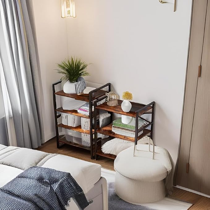 3-Tier Small Bookshelf Vintage Industrial Bookcase - Image 7