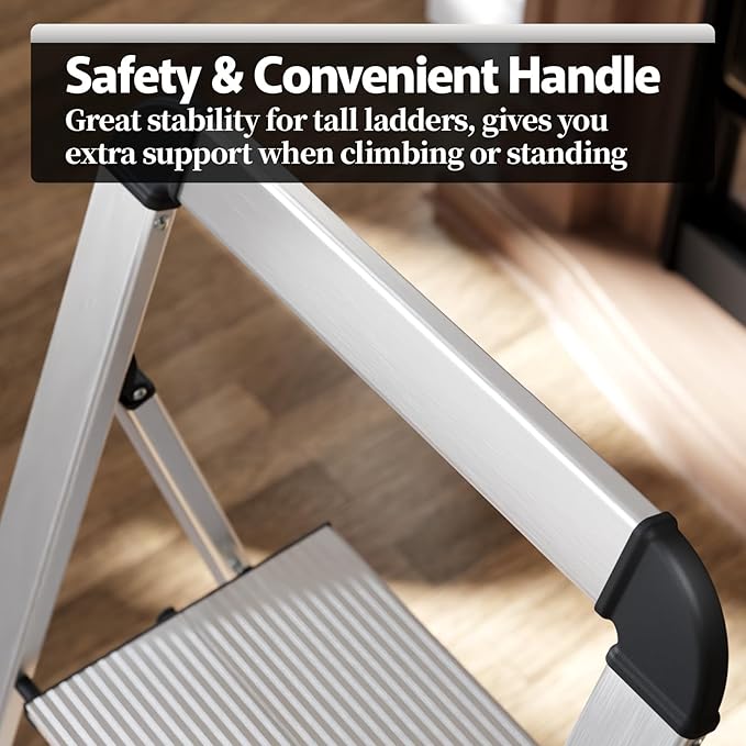 KINGRACK Aluminium 5 Step Ladder, Lightweight Step Stool - Image 6