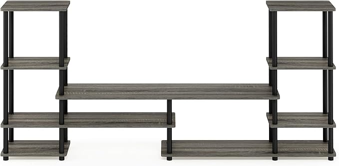 FURINNO Turn-N-Tube Grand Entertainment Center, French Oak Grey/Black - Image 5