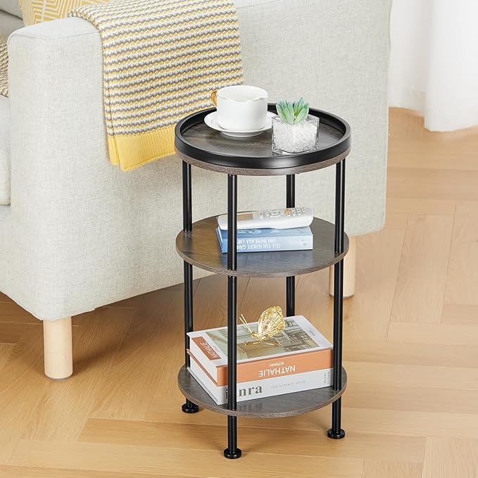 Small Round Side Table for Small Spaces, 3-Tier Round Accent Table Slim Side - Image 6