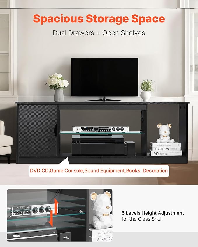 VEVOR TV Stand for TVs up to 65 inch, Modern Entertainment Center - Image 3