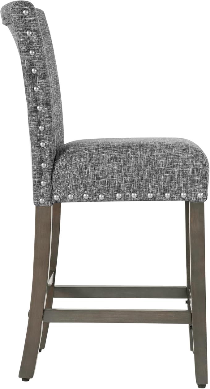 Homepop Home Decor | Nailhead Trim Counter Height Bar Stools | 24 Inch Bar - Image 6