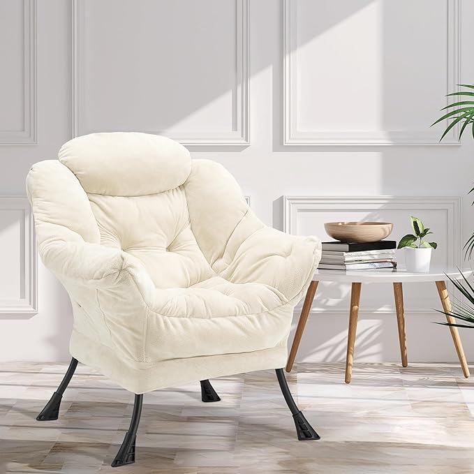 Fabric Lazy Chair for Adults, Oversized Upholstered Sofa Chair, Plush Comfy - Image 2