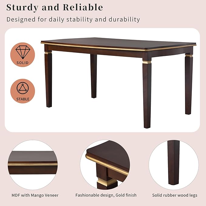 Merax 6-Piece Kitchen Dining Table Set, 62.7" Rectangular - Image 3
