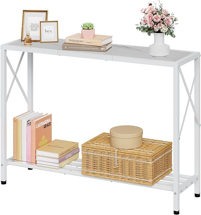 Tajsoon Console Table 41.8”, 2-Tier Entryway Table Narrow Sofa Table by Tajsoon