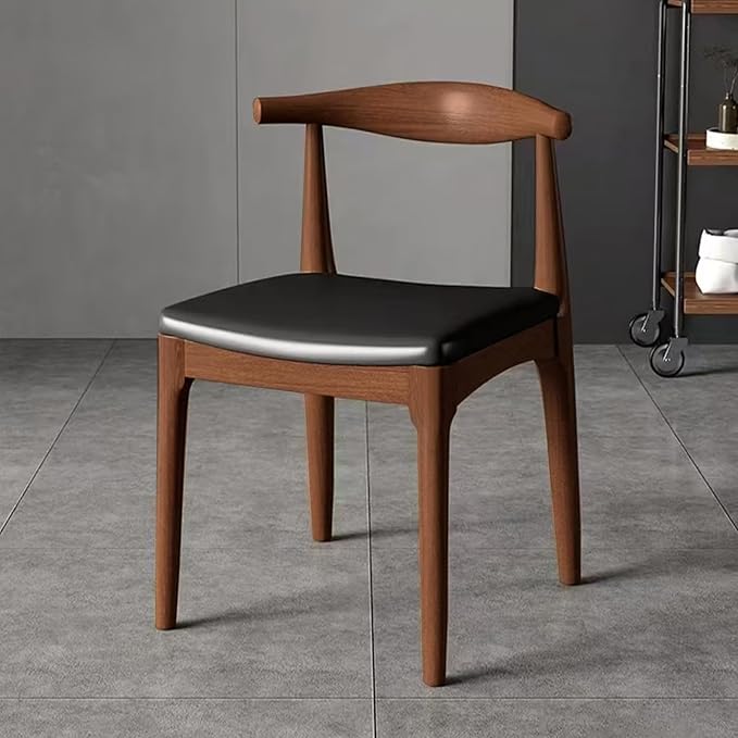 Solid Wood Dining Chair, Mid Century Dining Chair, Upholstered PU Leather Chair - Image 4