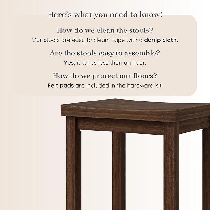 Grain & Grove Smith Collection Solid Wood Bar Stool, 30 inch Saddle-Seat Bar - Image 5