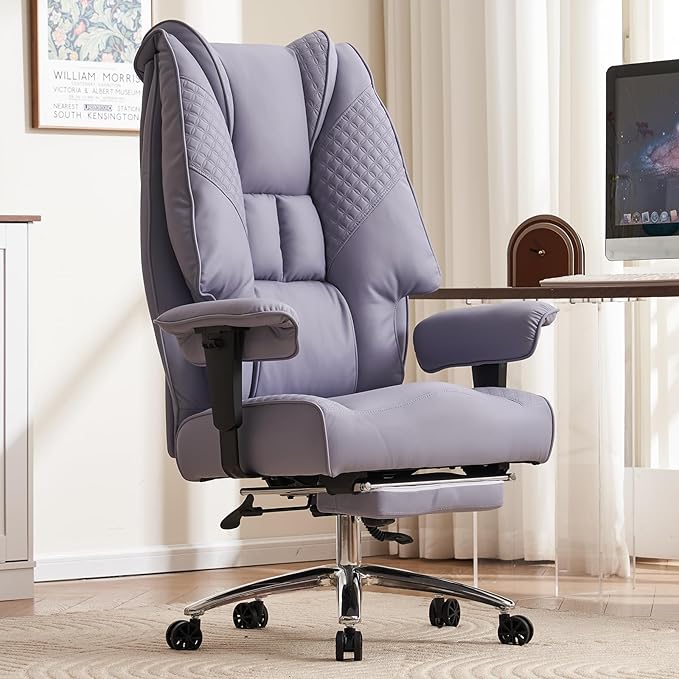 Big and Tall Office Chair 400lbs Wide Seat, Leather High Back Executive Office by EXCEBETOFFICECHAIR