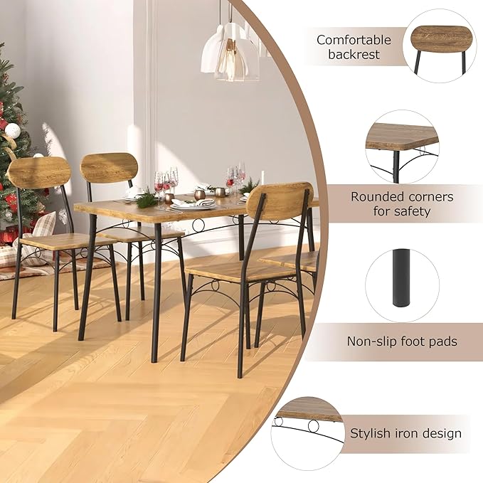VECELO Kitchen Table Chairs Set - Image 6
