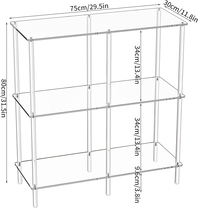 Acrylic Side Table Clear 3-Tier End Table - Image 3