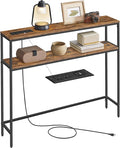 VASAGLE Console Table with Power Outlet, 2-Tier Narrow Sofa Table with 2 Shelves by VASAGLEbySONGMICSHOME