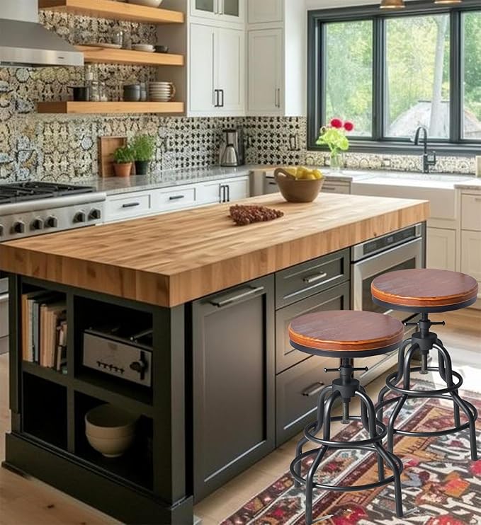 Diwhy Industrial Vintage Counter Stool, Kitchen Counter Height Adjustable - Image 5