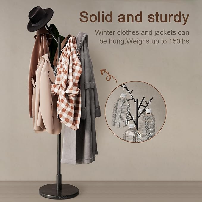 Coat Rack, Solid Wood Coat Rack Freestanding - Image 6