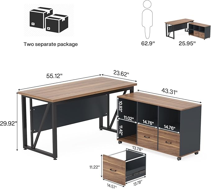 Tribesigns 55-Inch Executive Computer Desk - Image 2