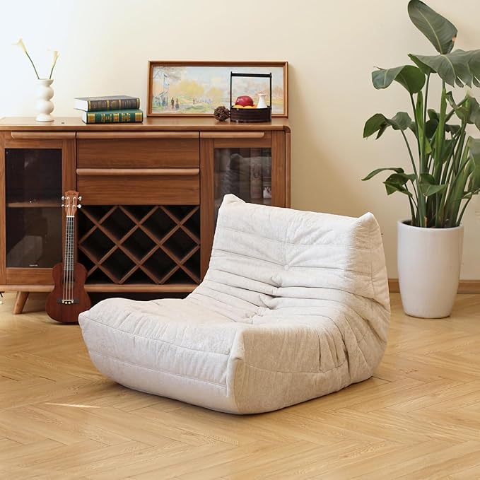 N&V Fireside Chair, Mid Century Armless Floor Sofa, Soft Premium Chenille Floor by NV