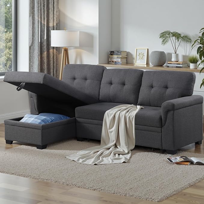 83 Inch L Shaped Modular Convertible Sleeper Sectional Sofa Bed by Unknown