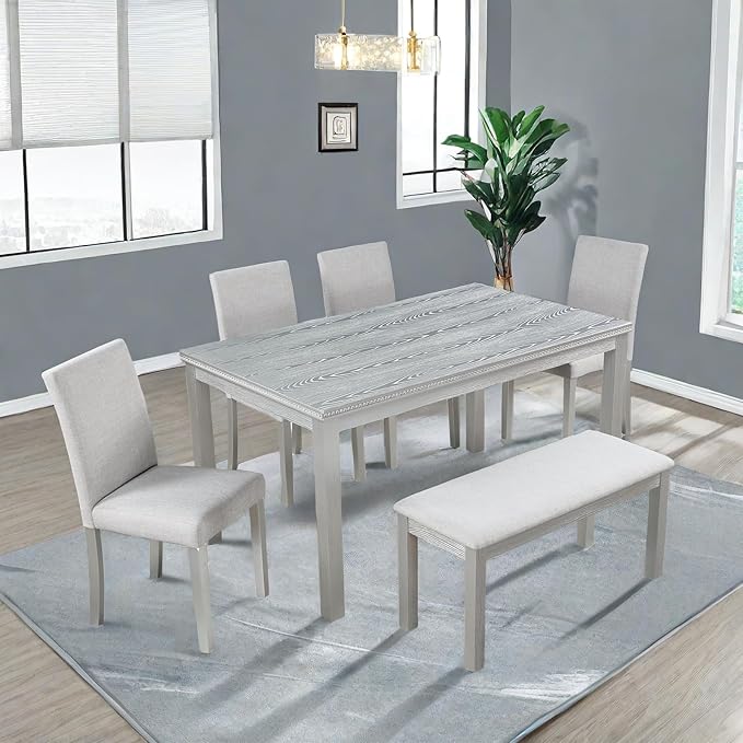 Dining Table Set, 6-Piece Kitchen Table & Chair Set - Image 2