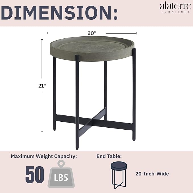 Alaterre Furniture Brookline 20-Inch Round Wood End Table - Image 3