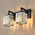 Modern Bathroom Vanity Light 2-Lights Black Crystal Bathroom Wall Light Vanity by FDPBY