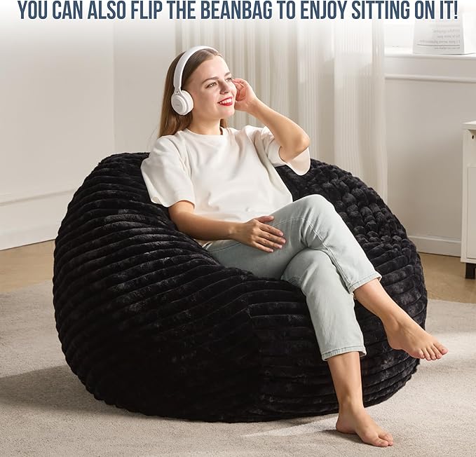 Hobestluk 3ft Bean Bag Chairs for Adults Large Beanbag Chair - Image 3
