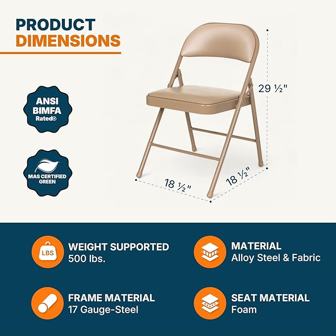 OEF Furnishings OEF950 Series Vinyl Padded Steel Folding Chairs - Image 3