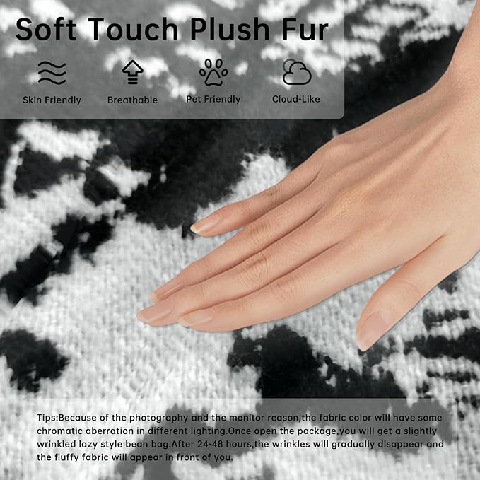 Bean Bag Chairs for Adults, Memory Foam Couch Loveseat Sofa Chair, Soft Teddy - Image 3