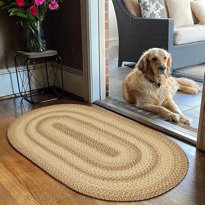 Homespice Cookie Dough Jute Braided Kitchen Rugs 27x45 by Homespice