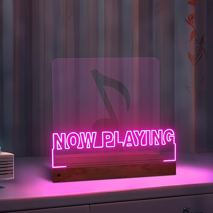 Now Playing Vinyl Record Stand Desktop, Light up Record Holder, Wooden Acrylic - Image 8