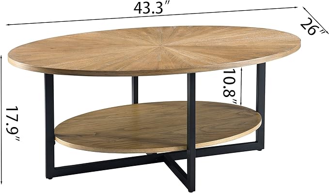 Solid Wood Oval Coffee Table - Image 2